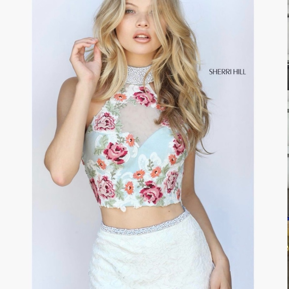 Sherri Hill Floral Top Prom Dress